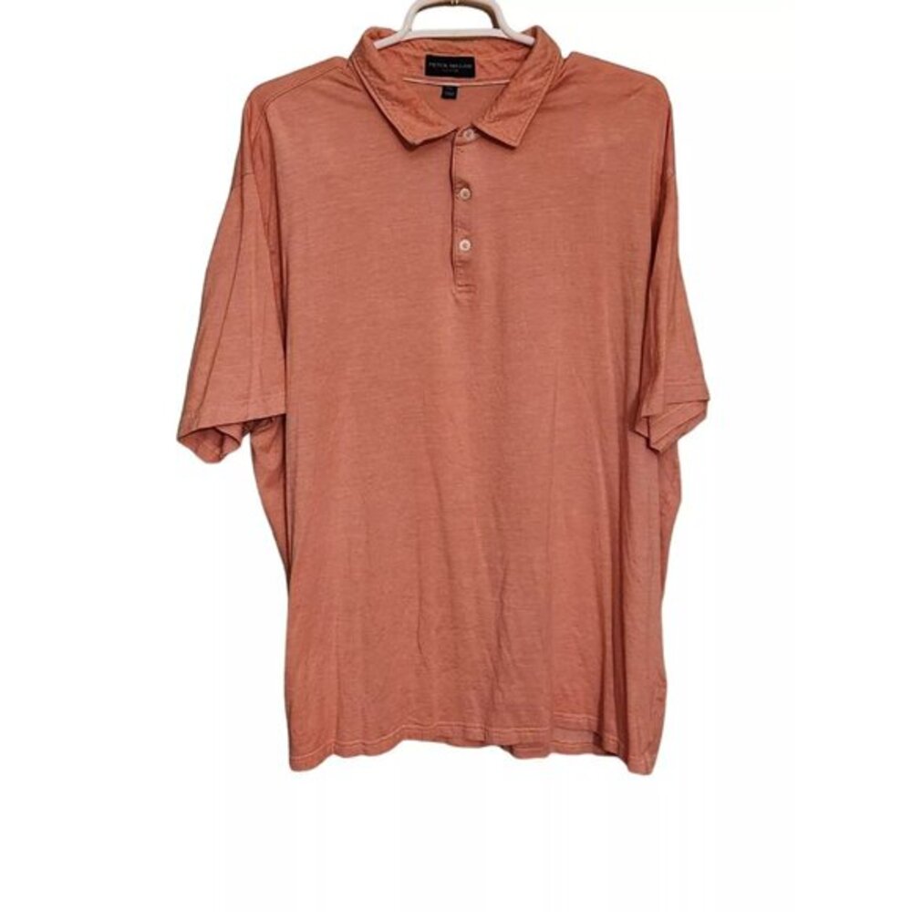 Peter Millar Collection Mens 2XL Polo Golf Shirt Short Sleeve Orange Pullover